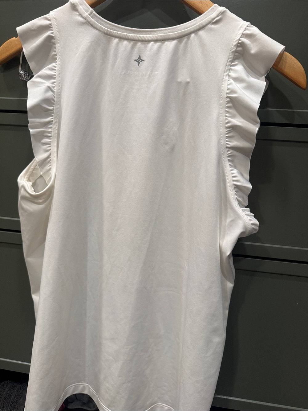 White Performance Jersey Ruffle Lea Tank - Picture 3 of 4